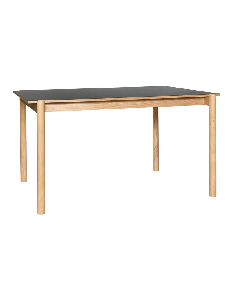 Hübsch Oblique Schreibtisch in Schwarz und Naturfarben, 140 × 81 × H 75 cm, Ansicht 1