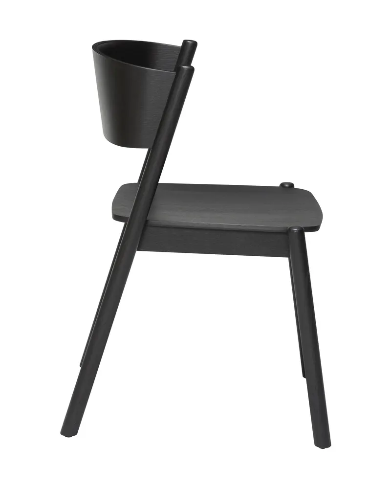 Hübsch Oblique Esszimmerstuhl in Schwarz, Länge 55 cm / Breite 51 cm / Höhe 80 cm, Ansicht 2