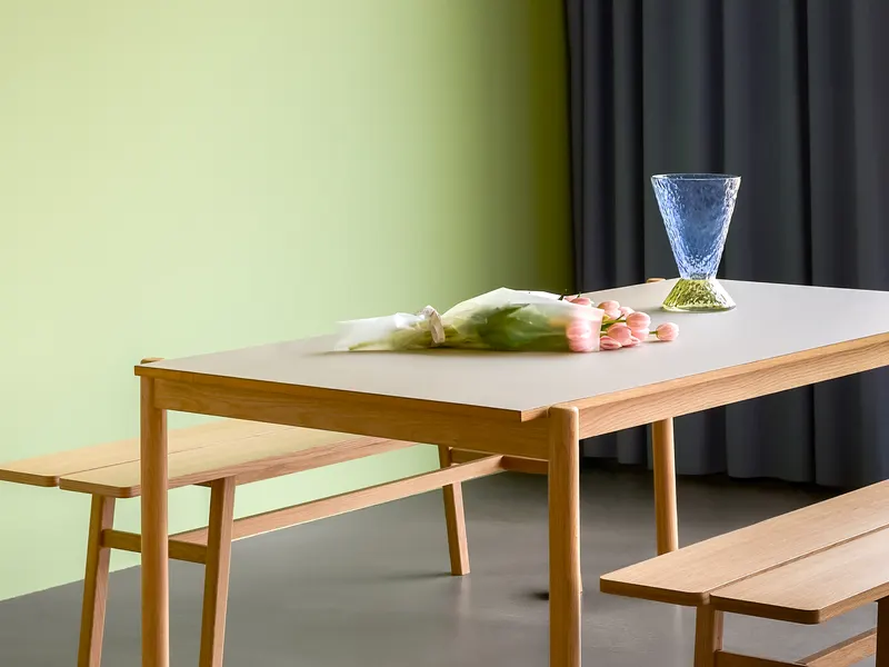 Hübsch Oblique Rectangular Esstisch in Grau und Naturfarben, 190 × 107 × H 75 cm, Ansicht 9