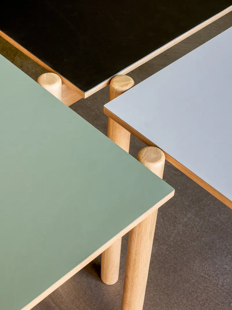 Hübsch Oblique Rectangular Esstisch in Naturfarben und Oliv, 190 × 107 × H 75 cm, Ansicht 2