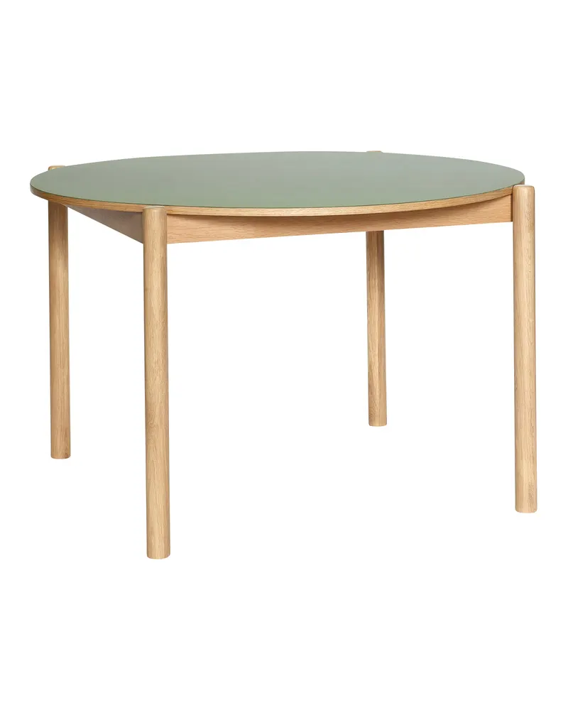Hübsch Oblique Round Esstisch in Naturfarben und Oliv, Ø 115 × H 75 cm, Ansicht 1