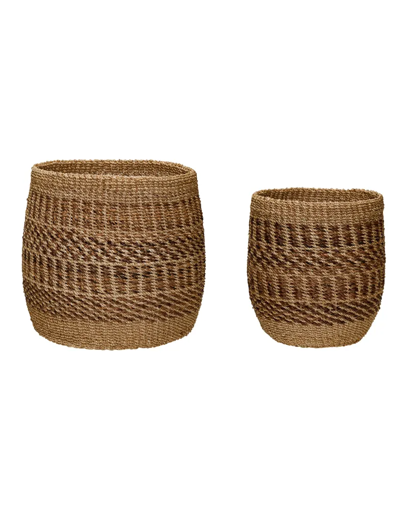 Ochre Korbset aus Abaca in Rotbraun und Naturfarben (2er-Set)