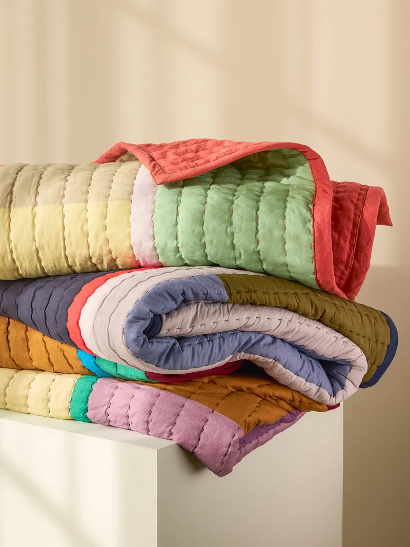Hübsch Pavilion Block Decke in Blau und Dunkelgrün, 140 × 200 cm, Ansicht 9