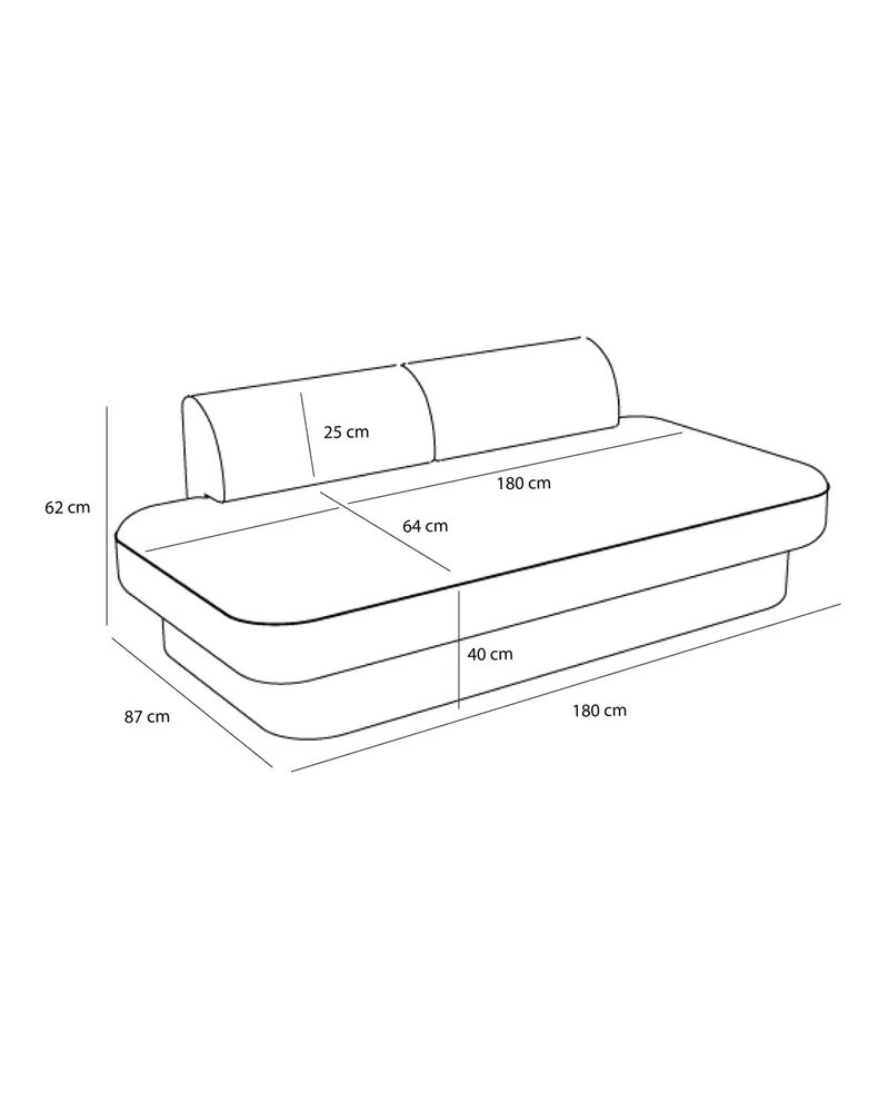 Hübsch Paza Sofa in Hellgrün, 180 × 87 × H 62 cm, Ansicht 4