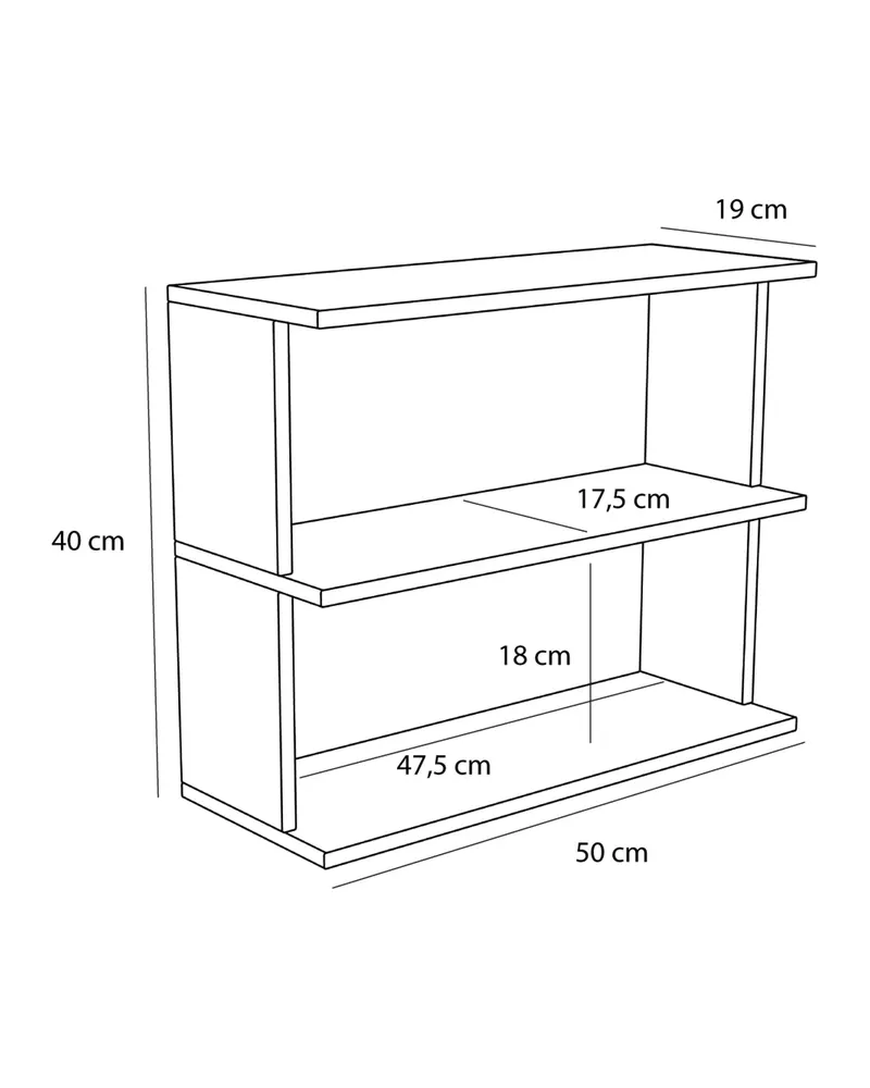 Hübsch Pep Regal in Grau und Khaki, 50 × 19 × H 40 cm, Ansicht 2