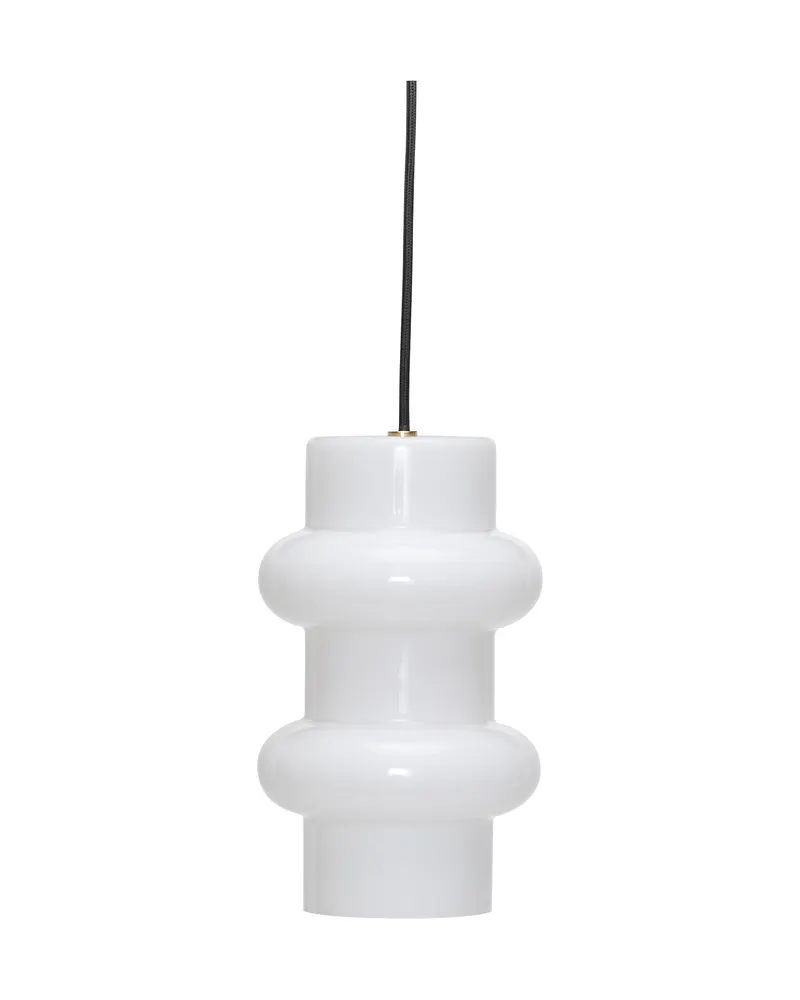 Pilule Double Pendelleuchte aus Glas und Eisen in Weiß