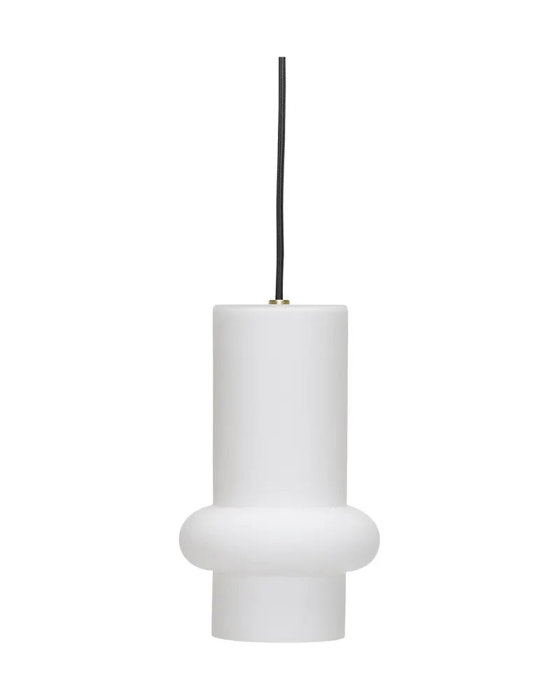 Pilule Down Pendelleuchte aus Glas und Eisen in Weiß, Matt Weiß