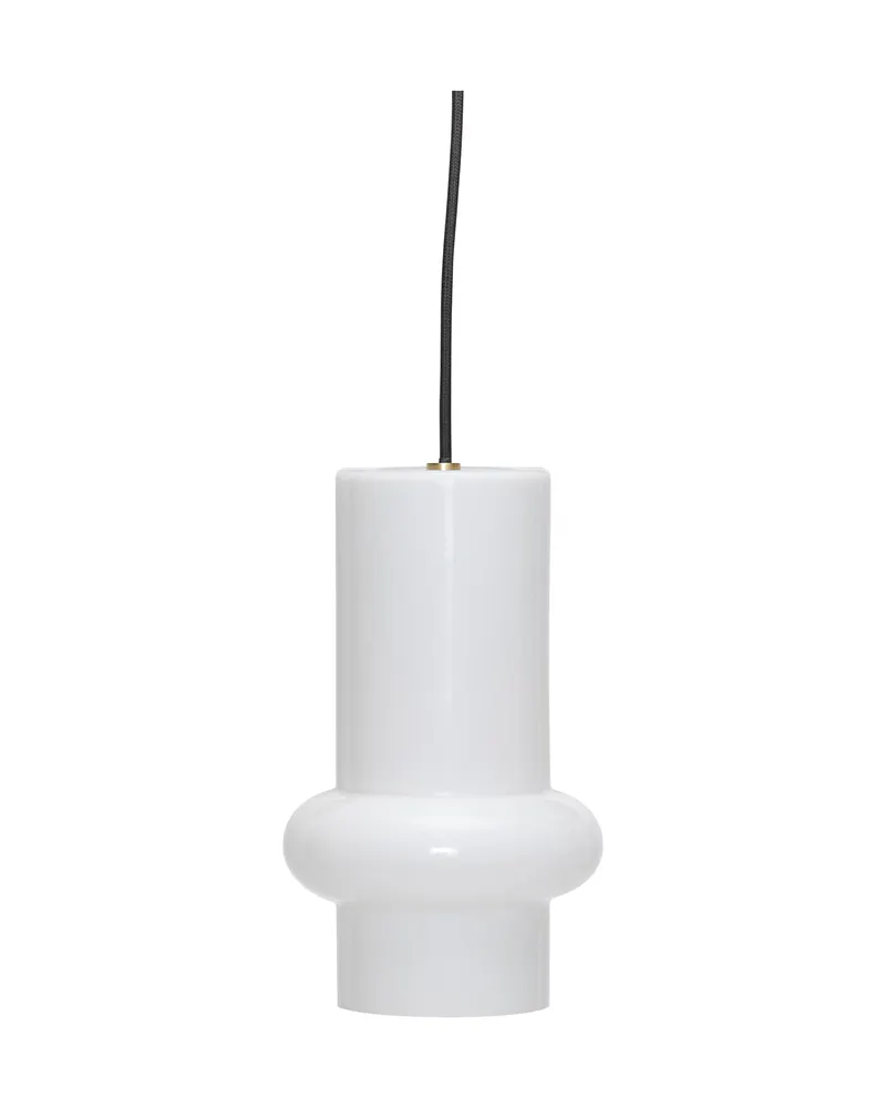 Pilule Down Pendelleuchte aus Glas und Eisen in Weiß
