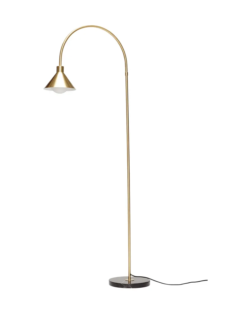 Pipe Stehlampe aus Glas, Eisen und Marmor in Messingfarben