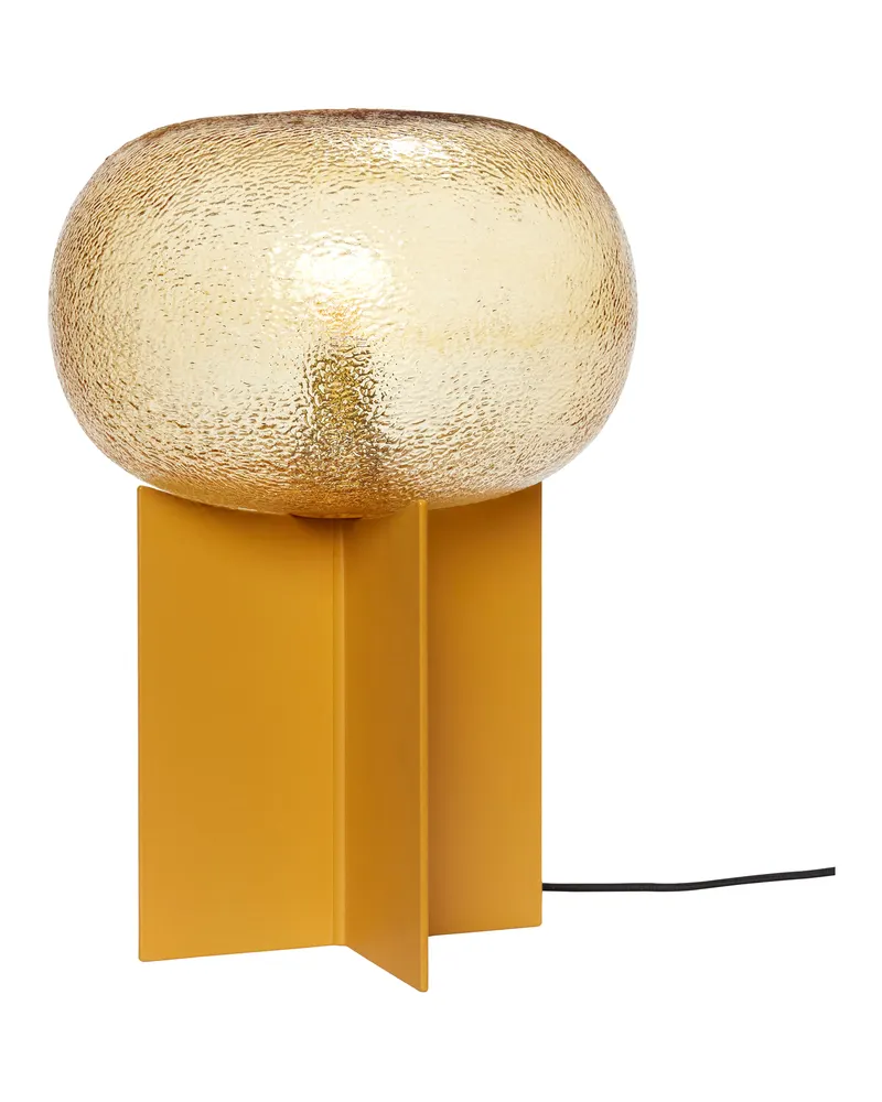 Podium Tischleuchte aus Glas und Eisen in Bernstein und Orange