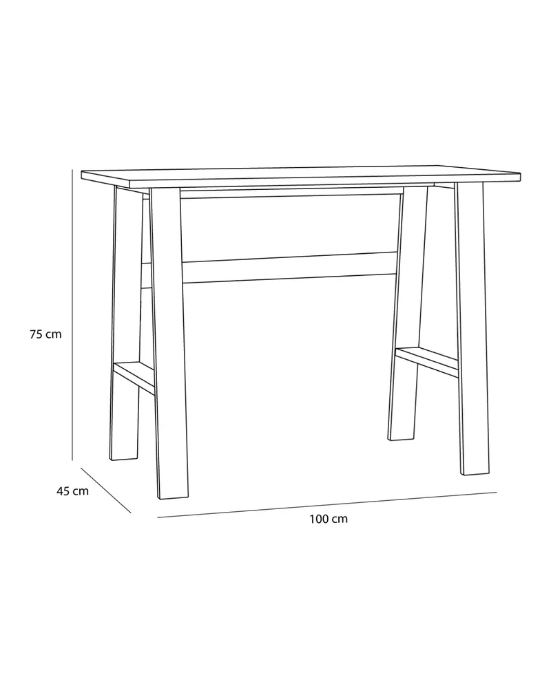 Hübsch Poke Schreibtisch in Naturfarben, 100 × 45 × H 75 cm, Ansicht 3