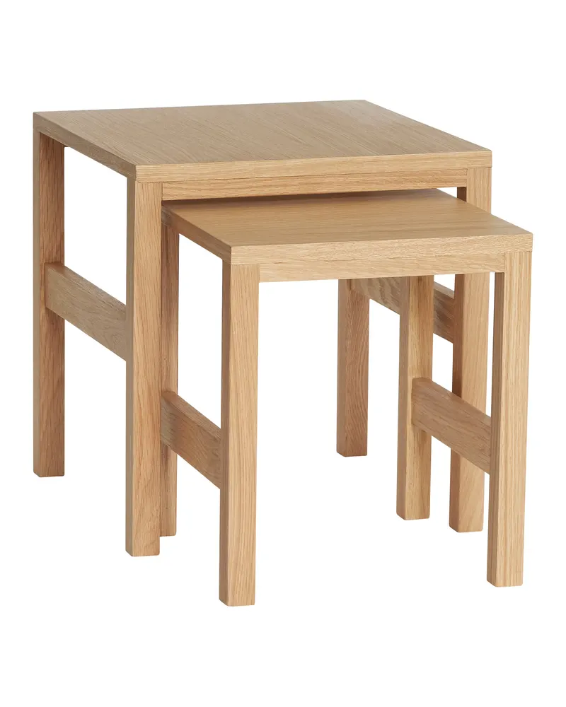 Hübsch Puzzle Beistelltisch in Naturfarben, 32 × 32 × H 37 und 40 × 40 × H 42 cm, Ansicht 3