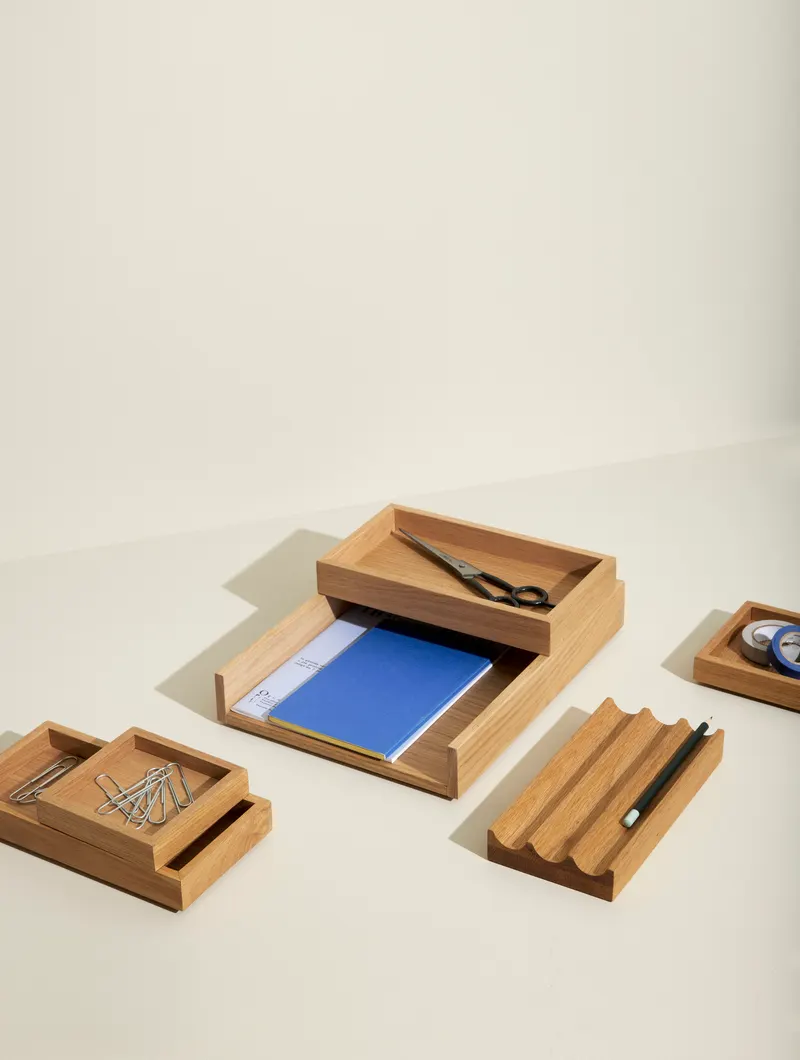 Hübsch Rail Schreibtisch-Organizer in Naturfarben, 25 × 14 × 4 und 25 × 33 × H 6 cm, Ansicht 12