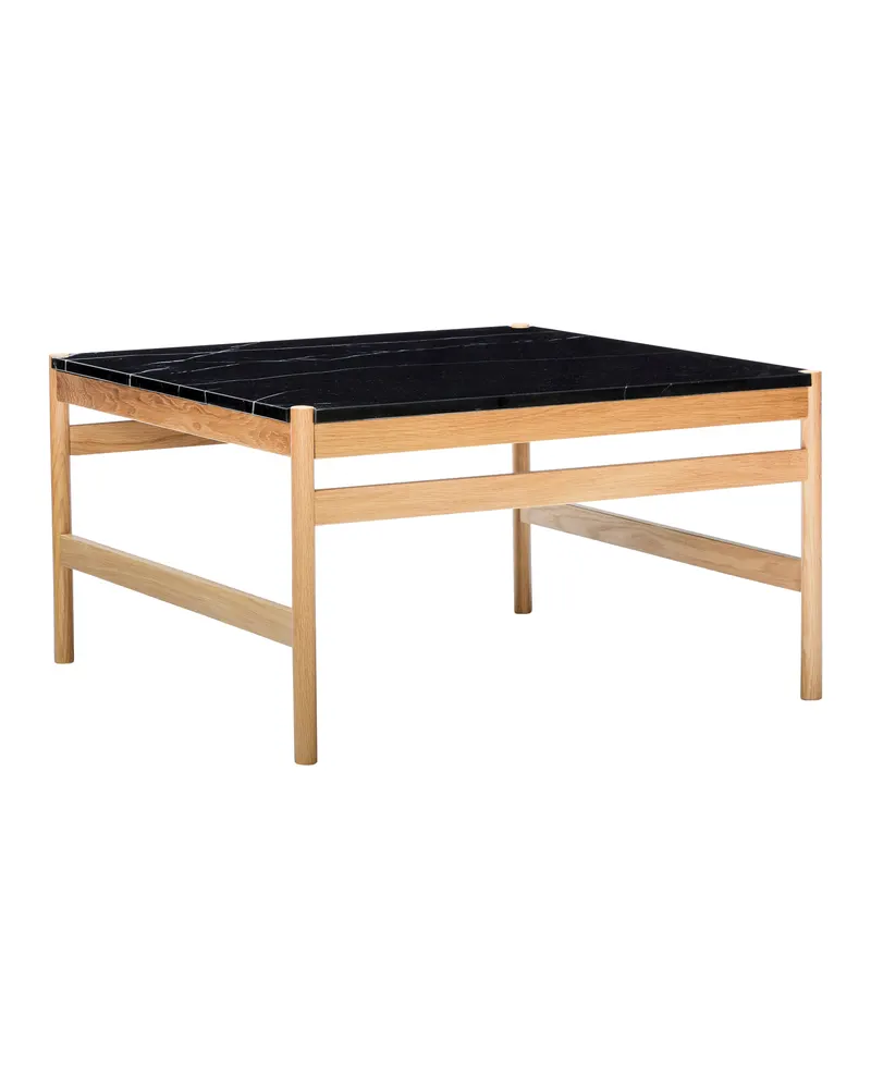 Raw Couchtisch aus Marmor, MDF und Eichenholz in Schwarz und Naturfarben, FSC®-zertifiziert