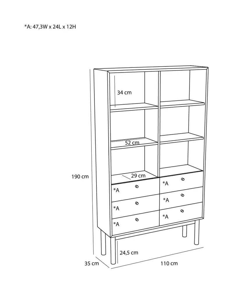 Hübsch Read Schrank in Naturfarben, 110 × 35 × H 190 cm, Ansicht 4