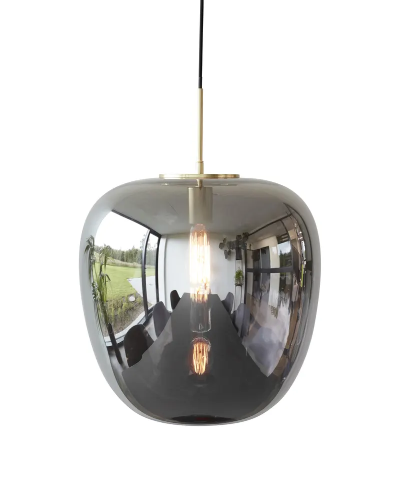 Hübsch Reflect Pendelleuchte in Messingfarben und Rauchfarben, Ø 40 × H 40 cm, Ansicht 1