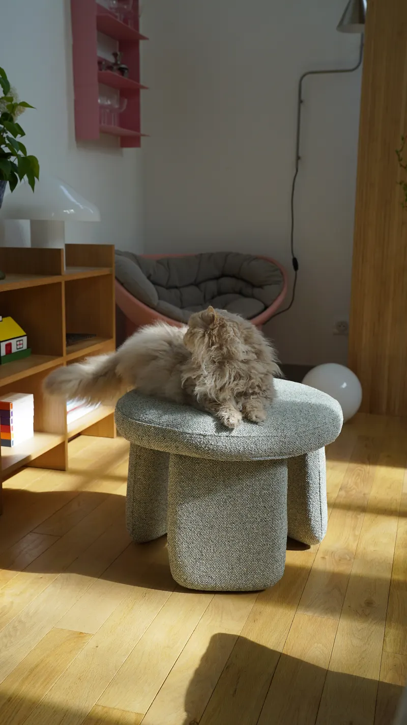 Hübsch Rocco Pouf in Hellgrün, Ø 54 × H 41 cm, Ansicht 11