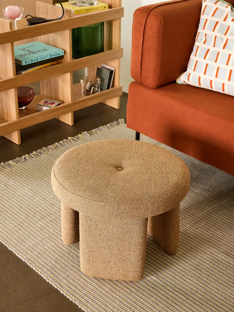 Hübsch Rocco Pouf in Ocker, Ø 54 × H 41 cm, Ansicht 5
