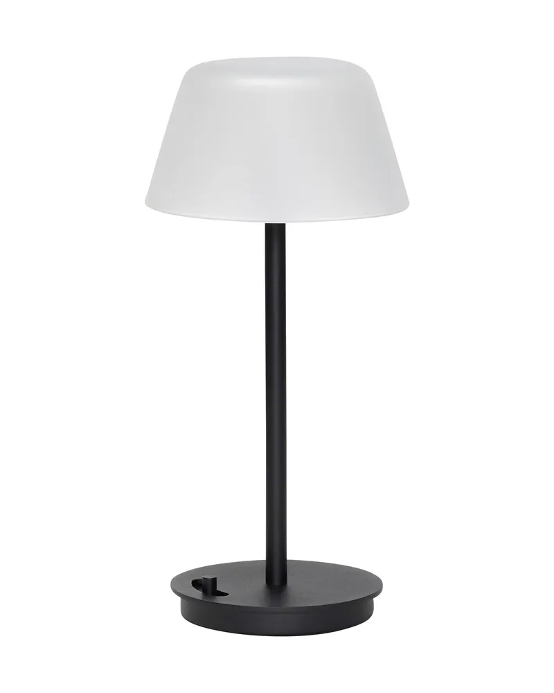 Hübsch Salon Akku-Tischleuchte in Schwarz und Gefrostet, Ø 15 × H 31 cm, Ansicht 1