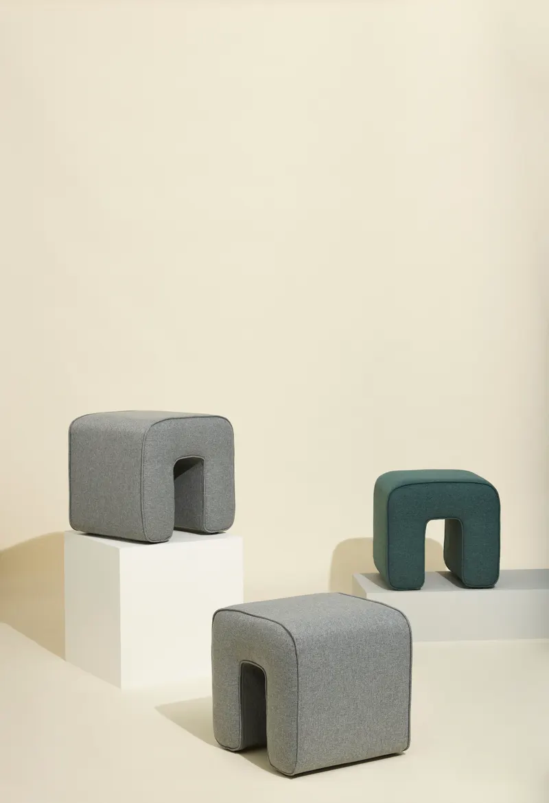 Hübsch Sculpture Pouf in Grau, 45 × 45 × H 47 cm, Ansicht 3