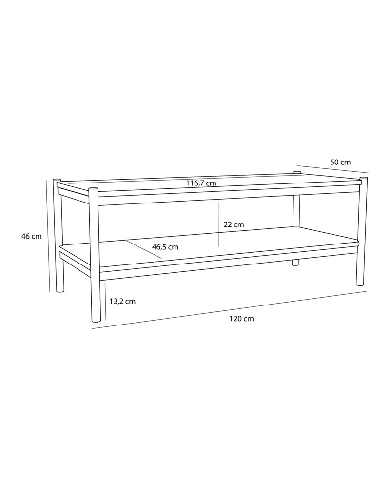 Hübsch Seize Couchtisch in Naturfarben, 120 × 50 × H 46 cm, Ansicht 2
