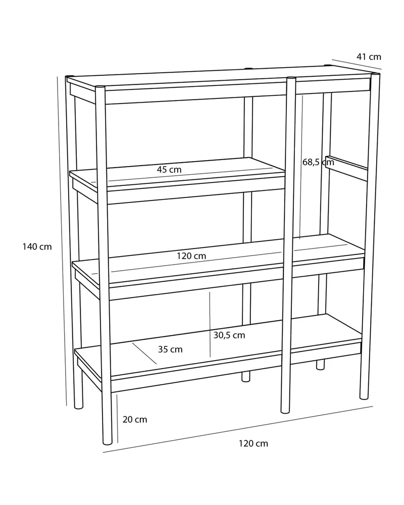 Hübsch Seize Regal in Naturfarben, 120 × 42 × H 140 cm, Ansicht 3