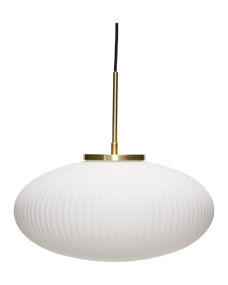 Serene Ellipse Pendelleuchte aus Glas und Eisen in Weiß