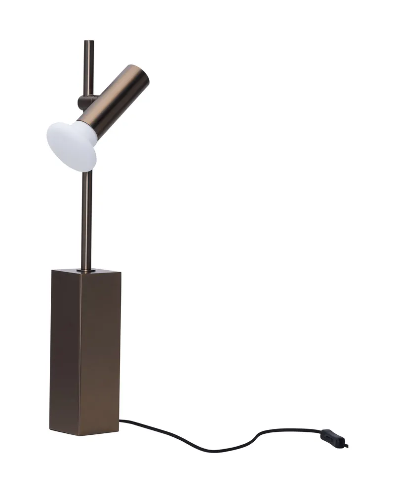 Set Tischleuchte aus Glas und Eisen, Brüniertes Messing