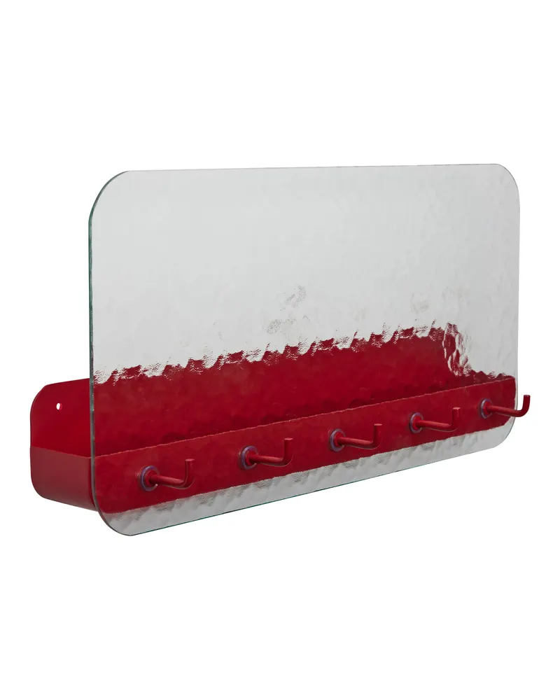 Shack Zeitschriftenregal aus Glas und Eisen, Rot, Texturiertes