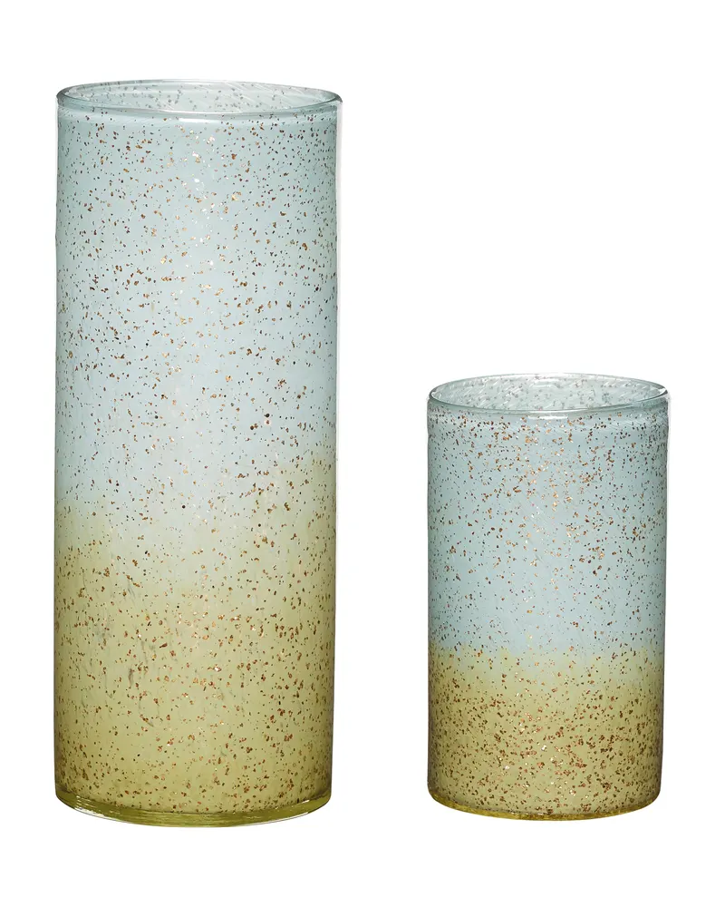 Shimmer Vasenset aus Glas in Blau, Braun und Glimmer (2er-Set)