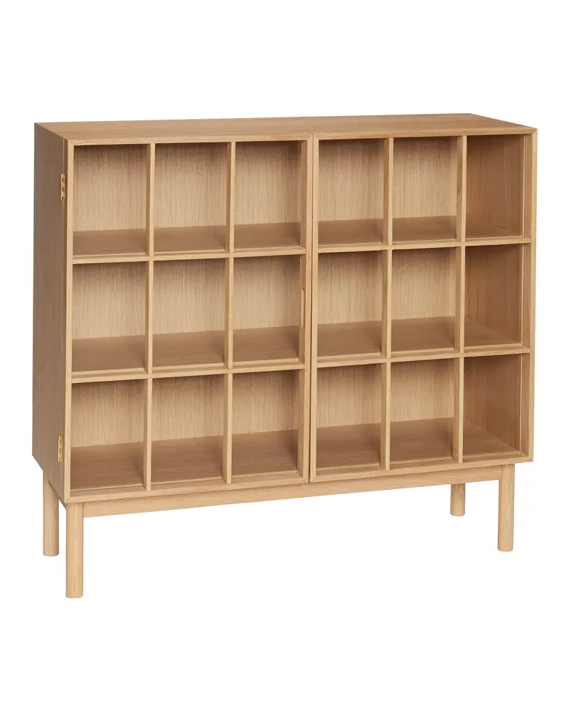 Shoji Wide Sideboard mit Eichenfurnier in Klar und Naturfarben, FSC®-zertifiziert, Klar, Naturfarben