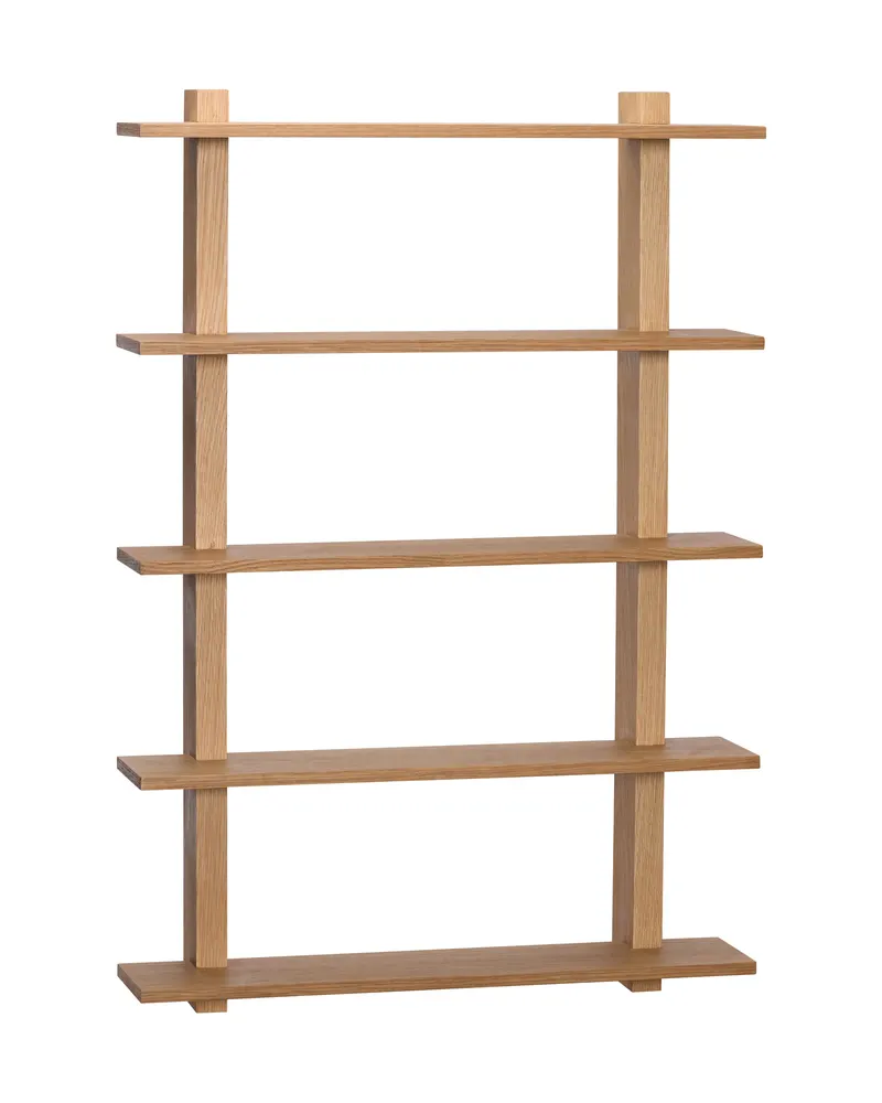Simple Regal mit fünf offenen Ablagen und Eichenfurnier in Naturfarben, FSC®-zertifiziert, Naturfarben