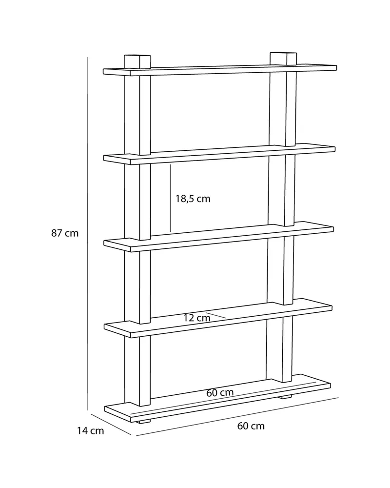 Hübsch Simple Regal in Naturfarben, 60 × 14 × H 87 cm, Ansicht 3