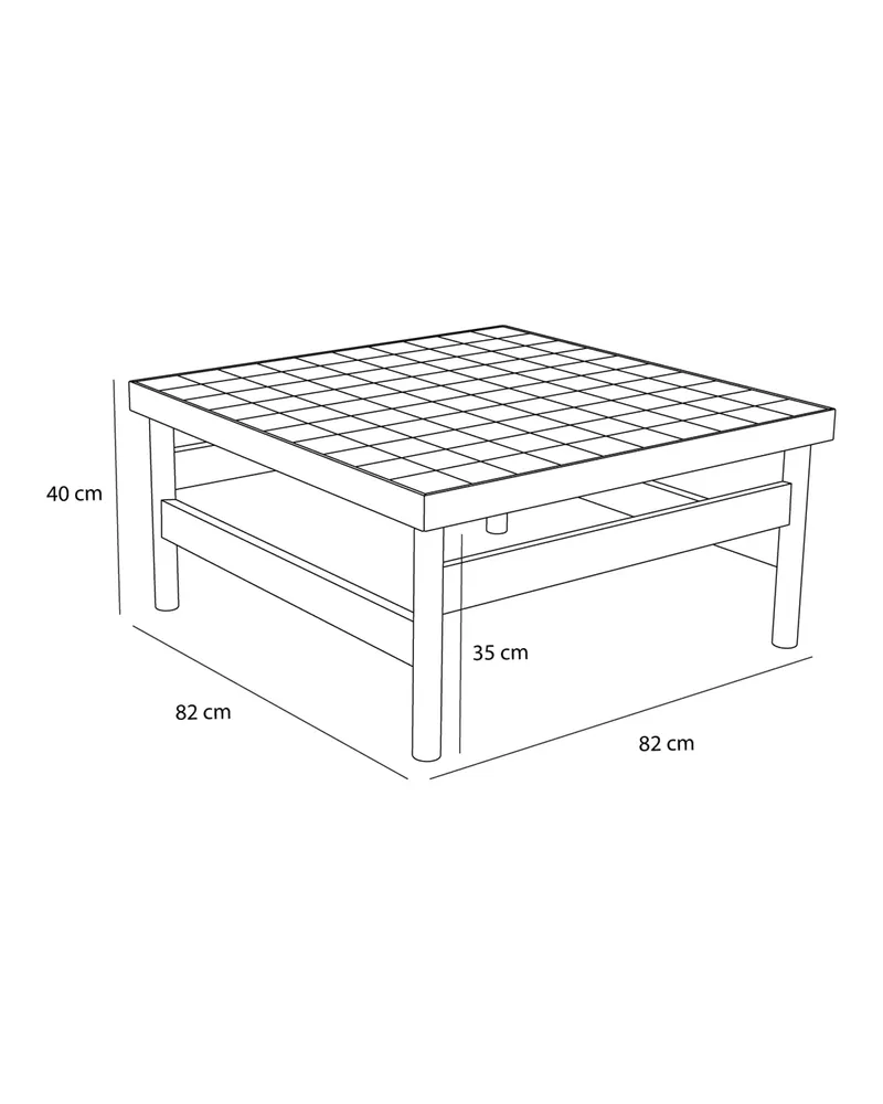 Hübsch Skak Couchtisch in Naturfarben, 82 × 82 × H 40 cm, Ansicht 2