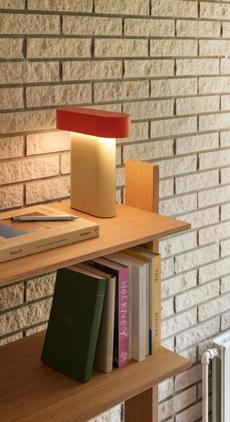 Hübsch Sleek Tischleuchte in Hellgrün und Rot, 25 × 8 × H 25 cm, Ansicht 3