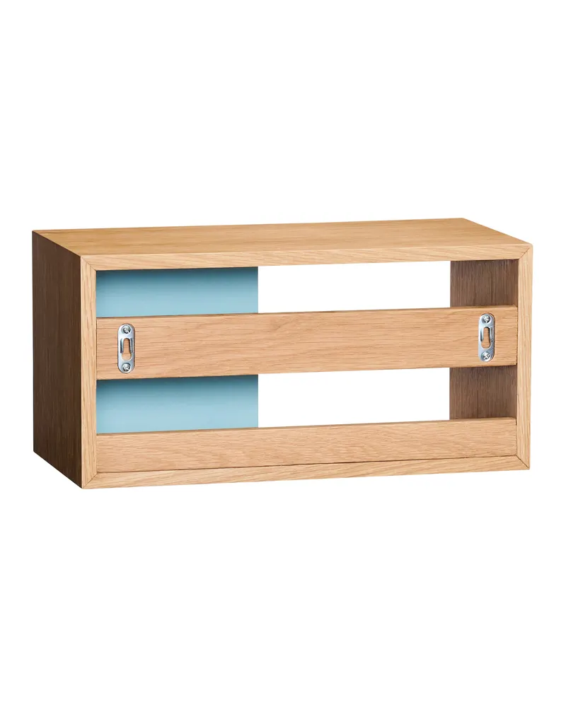 Hübsch Slide Regal in Blau und Naturfarben, 40 × 20 × H 20 cm, Ansicht 3