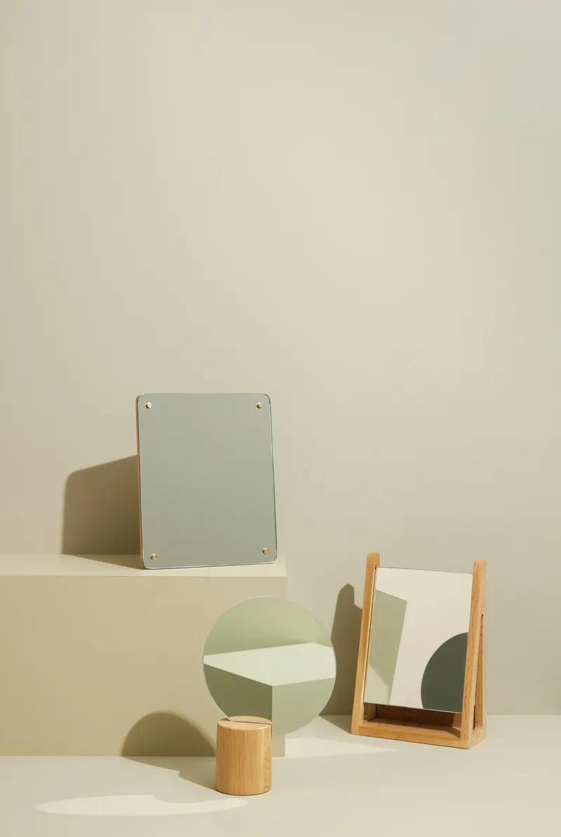 Hübsch Smize Tischspiegel in Naturfarben, 25 × 9 × H 30 cm, Ansicht 5