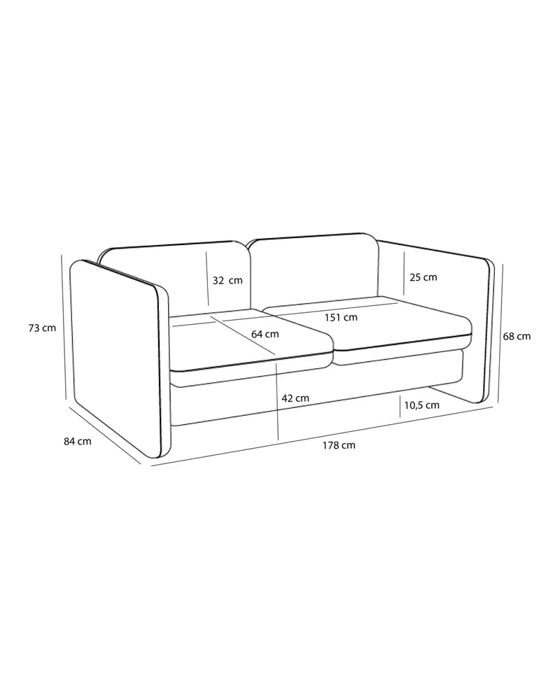 Hübsch Soba Sofa in Dunkelgrau, 178 × 84 × H 73 cm, Ansicht 11