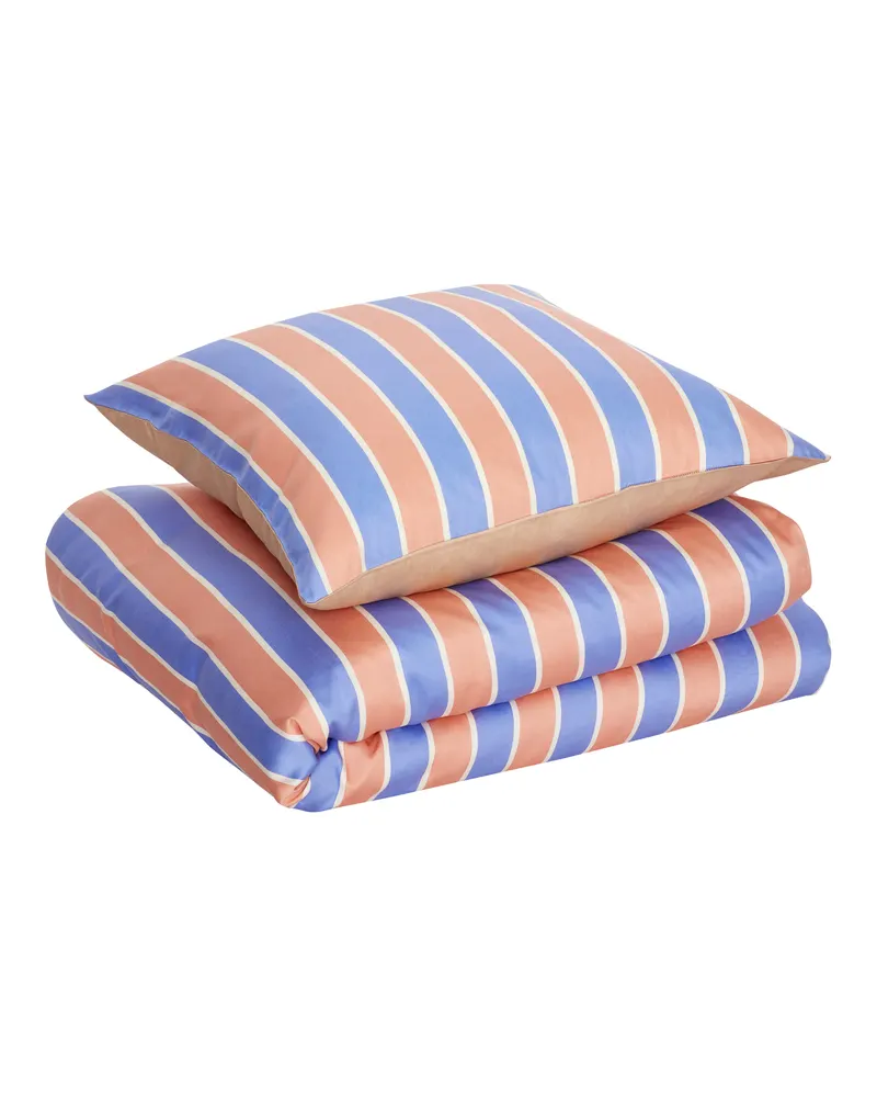 Solace Bettwäsche aus Baumwolle, Blau, Orange, Weiß