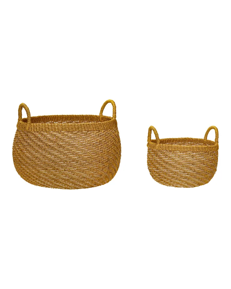 Solar Korbset aus Abaca in Naturfarben und Gelb (2er-Set), Naturfarben, Gelb