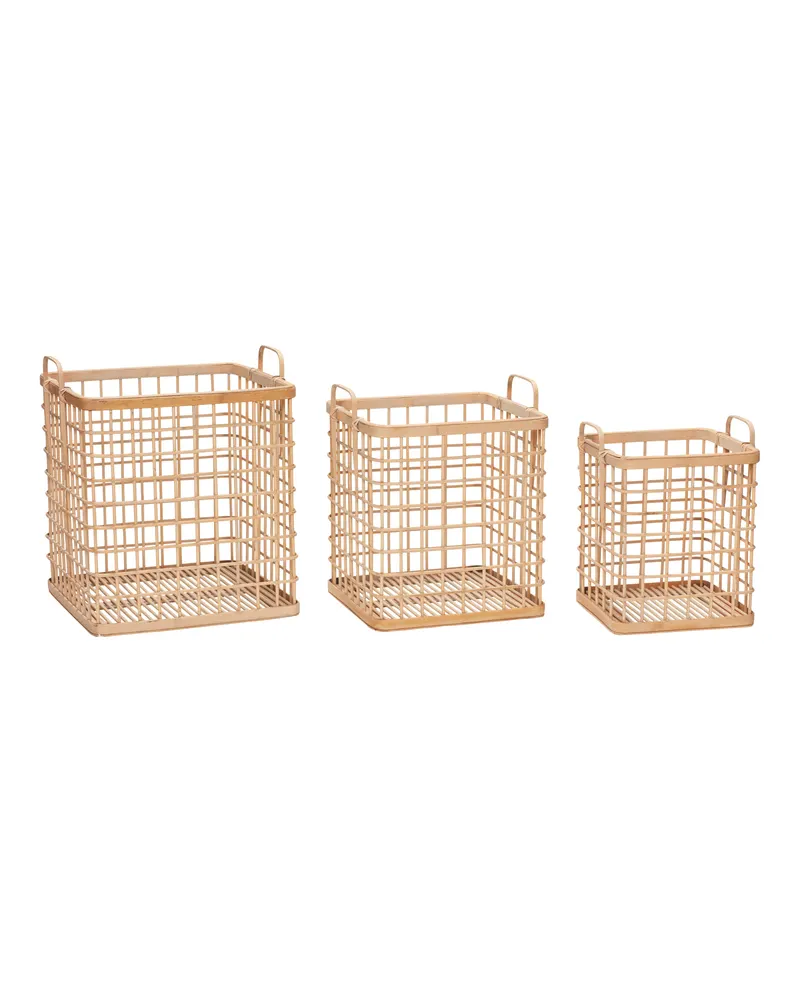 Square Korbset aus Bambus (3er-Set), Naturfarben