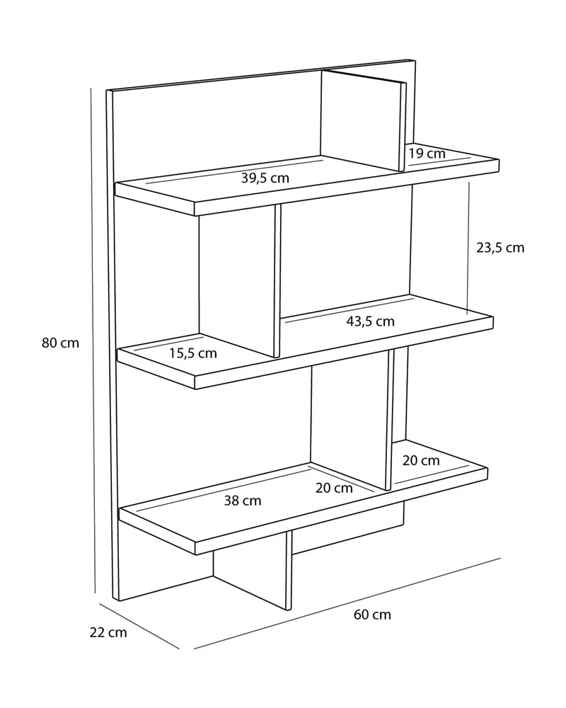 Hübsch Stand Regal in Naturfarben und Gelb, 60 × 22 × H 80 cm, Ansicht 3