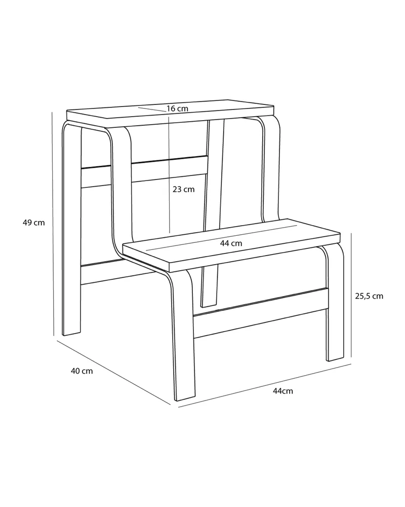 Hübsch Step Hocker in Blau und Braun, 44 × 40 × H 49 cm, Ansicht 2