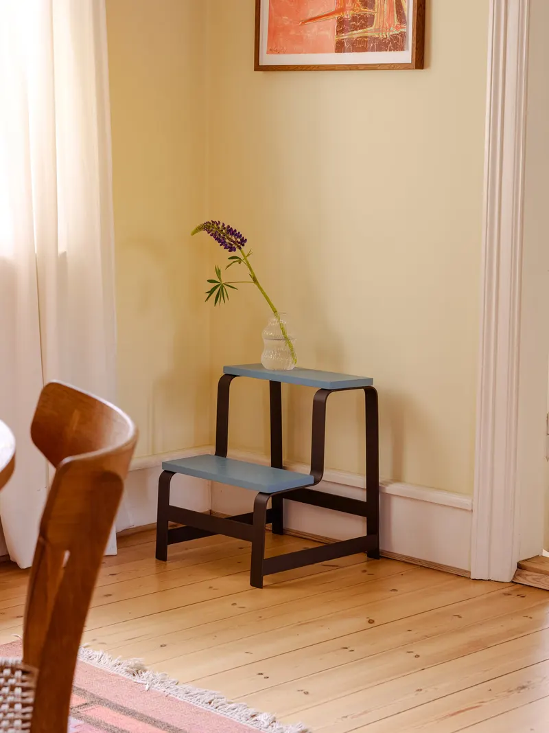 Hübsch Step Hocker in Blau und Braun, 44 × 40 × H 49 cm, Ansicht 6