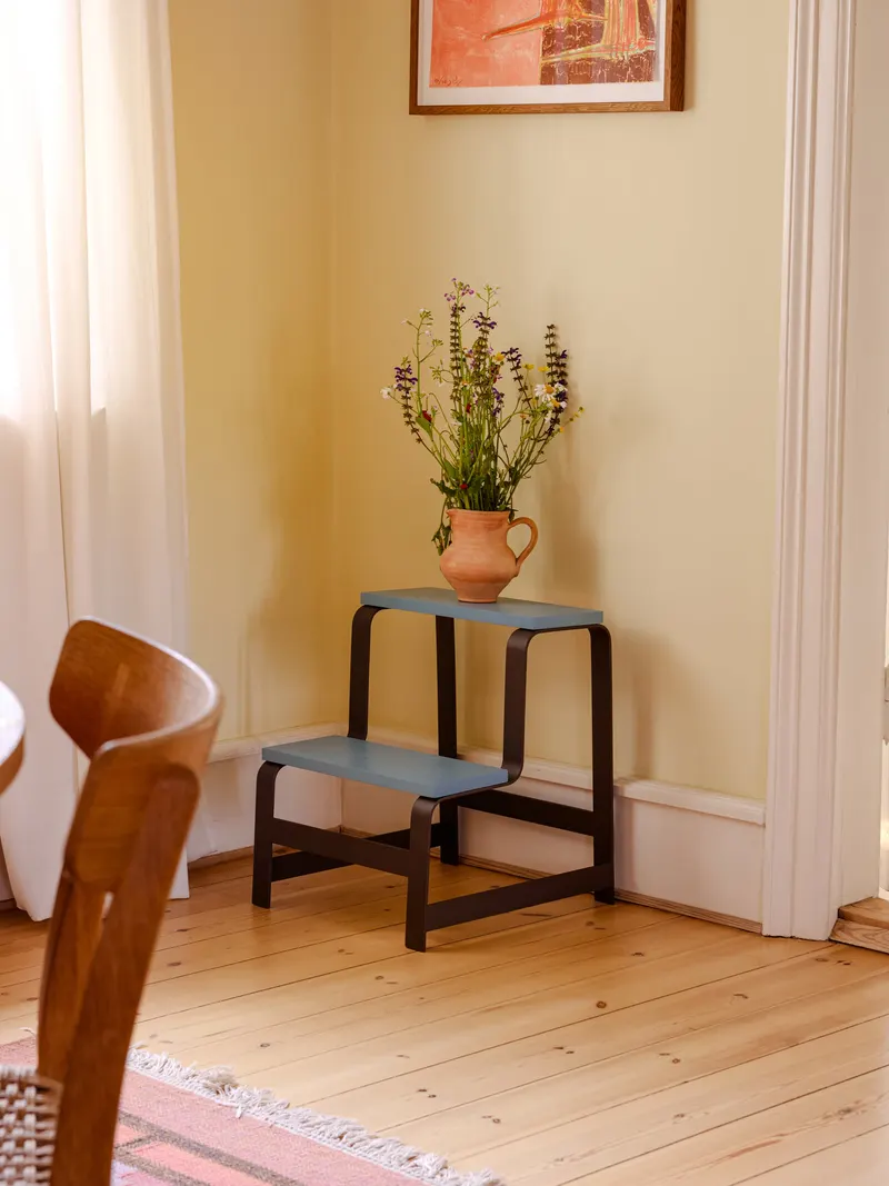 Hübsch Step Hocker in Blau und Braun, 44 × 40 × H 49 cm, Ansicht 7