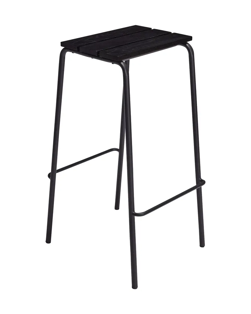 Hübsch Stilt Barhocker in Schwarz, 45 × 38 × H 76 cm, Ansicht 2