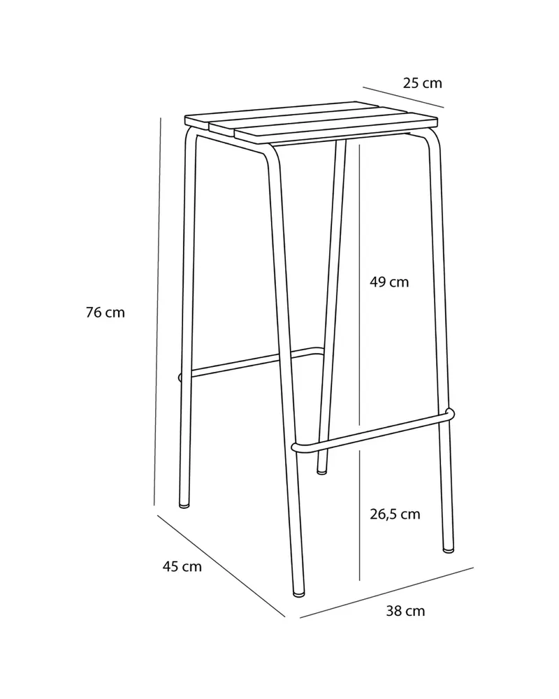 Hübsch Stilt Barhocker in Schwarz, 45 × 38 × H 76 cm, Ansicht 3