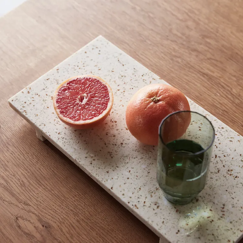 Hübsch Stone Tablett in Cremeweiß, 40 × 20 cm, Ansicht 2