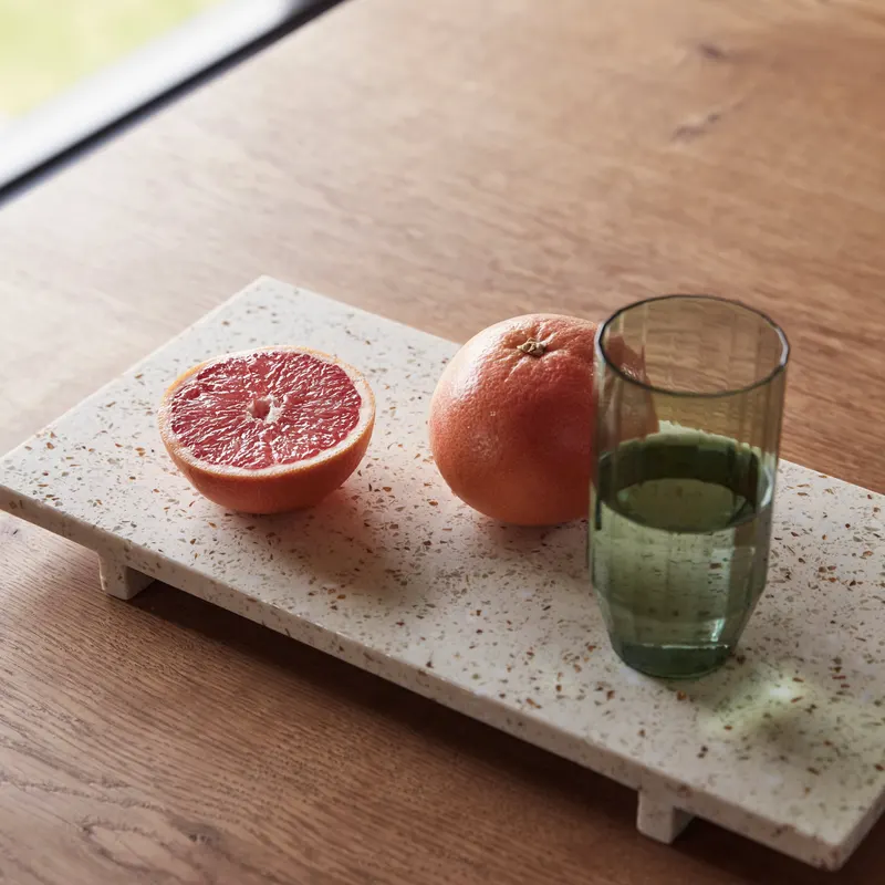 Hübsch Stone Tablett in Cremeweiß, 40 × 20 cm, Ansicht 3