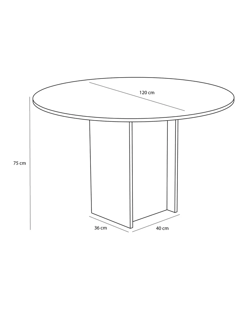 Hübsch Straight Round Esstisch in Naturfarben, Ø 120 × H 75 cm, Ansicht 3